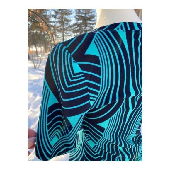 Vintage 60s Skirt Set Stretch A-Line Green Black - Picture 13 of 14